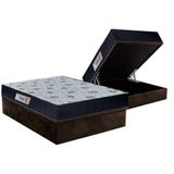 Cama Box Baú Casal: Colchão Ortopédico Orthoflex Foggia Sogni Unic Face + Base Brown(138x188)