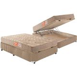 Cama Box Baú Casal: Colchão Espuma D33 Paropas Pasquale + Base Crc Suede Clean(138x188)