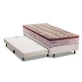 Cama Box C/auxiliar Solteiro: Colchão Paropas Masterpocket Esplêndido Bordô + Base Branco(88x188)