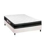 Cama Box Casal: Colchão Espuma D33 Castor Black E White Double Face + Base White(138x188)