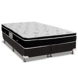 Cama Box Queen: Colchão Molas Bonnel Ortobom Nanolastic Physical Spring + Base Black(158x198)