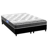 Cama Box Queen: Colchão Espuma Probel Guarda Costas Resistente + Base Crc Suede Black(158x198)