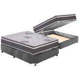 Cama Box Baú Casal: Colchão Espuma D33 Polar Pérola Premium Euro Pillow + Base Gray(138x188)