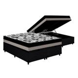Cama Box Baú Queen: Colchão Anatômico Ortobom D33 / Ep Iso 100 Double Face + Baseblack(158x198x20)