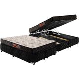 Cama Box Baú Queen: Colchão Espuma D45 Paropas Pasquale + Base Crc Suede Black(158x198)