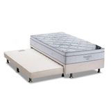 Cama Box C/auxiliar Solteiro: Colchão Ortobom Superpocket Freedom Visco + Base Branco(88x188)