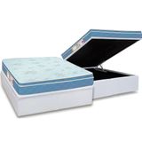 Cama Box Baú Casal: Colchão Espuma Castor D45 Sleep Max + Base Crc Courano White(138x188)