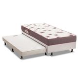 Cama Box C/auxiliar Solteiro: Colchão Espuma Ortobom D28 Light + Base Crc Courano White(88x188)