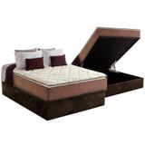 Cama Box Baú Casal: Colchão Ortopédico Anjos D28 / Ag65 Star Pillow Top + Base Brown(138x188)