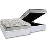 Cama Box Baú Casal: Colchão Espuma Anjos D33 Orthosono Pillow Top + Base Crc Courano White(138x188)