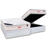 Cama Box Baú Casal: Colchão Molas Castor Pocket Viategel Slx Double Face + Base White(138x188)