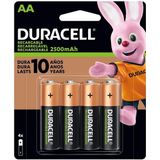 Kit 4 Pilha Aa Recarregável Duracell 2500 Mah