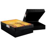 Cama Box Baú Casal: Colchão Ortopédico Anjos D28 / Ag65 Pantanal + Base Crc Suede Black(138x188)