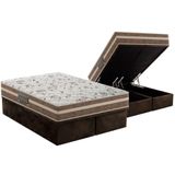 Cama Box Baú Queen: Colchão Anatômico Pelmex D28 / Ep Active Extra Firme Touch + Base Brown(158x198)