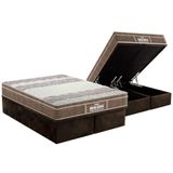 Cama Box Baú Queen: Colchão Ortopédico Probel D33 / Ep Próintense Plus + Base Brown(158x198)