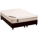 Cama Box Queen: Colchão Molas Bonnel Castor Tecnopedic Premium + Base Crc Suede Brown(158x198)