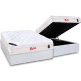 Cama Box Baú Casal: Colchão Molas Ensacadas Castor Pocket Gold Star Vitagel + Base White(138x188)