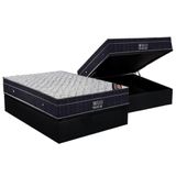 Cama Box Baú Casal: Colchão Molas Ortobom Nanolastic Airtech Progressive + Base Black(138x188)