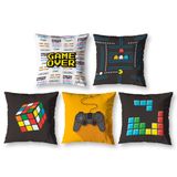 Kit 5 Capas De Almofada 40cm Video Game Vintage Estampada