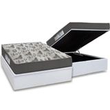 Cama Box Baú Casal: Colchão Anatômico Ortobom D33 / Ep Iso 100 Ultra Firme + Base White(138x188)