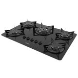 Cooktop 5 Bocas Tripla Chama Mesa Vidro Flange Esmaltado Nardeli