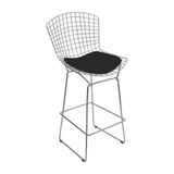Banqueta Bertoia Cromada D80 Assento Sintético Preto Cor Preto