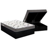 Cama Box Baú King: Colchão Espuma Ortobom D33 Light Saúde + Base Crc Courano Black(186x198)