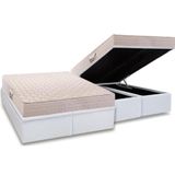 Cama Box Baú Queen: Colchão Anatômico Herval Ag65 Firme Fort + Base Crc Courano White(158x198)