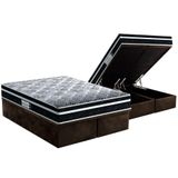 Cama Box Baú Queen: Colchão Espuma D33 Probel /ep Prodormir Tech1500 Plus + Base Brown(158x198)