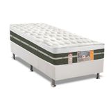 Cama Box Solteiro: Colchão Molas Bonnel Castor Silver Star Air + Base Crc Courano White(88x188)