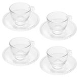 Conjunto Com 4 Xícaras E Pires Para Café Wolff Pearl Em Cristal 80ml