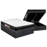 Cama Box Baú Queen: Colchão Espuma D33 Castor Black E White Double Face + Base Gray(158x198)