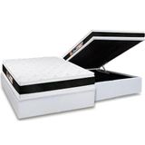 Cama Box Baú Casal: Colchão Espuma D45 Castor Black E White Air Double Face + Base White(138x188)