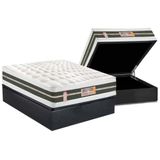 Cama Box Baú Casal: Colchão Molas Castor Pocket Silver Star Air Max 3d + Base Gray(138x188)