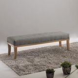Puff para Quarto 140cm Veludo Theo Sofani Cinza/Natural