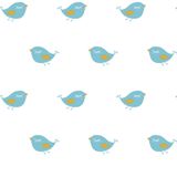 Papel De Parede Infantil Passarinhos Branco E Azul Ff4006