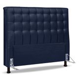 Cabeceira Cama Box Casal King Size Ciara 195cm Botonê Com Frame Suede Azul Marinho