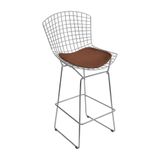 Banqueta Bertoia Cromada D80 Assento Sintético Marrom Cor Marrom