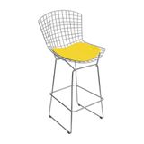 Banqueta Bertoia Cromada D80 Assento Sintético Amarelo - Cor: Amarelo