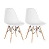 Kit 2 Cadeiras Charles Eames Eiffel Dsw Com Pés De Madeira Clara Branco