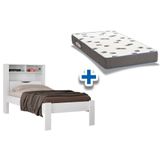 Colchão Solteiro Light D33 Ortobom + Cama Invicta Branco