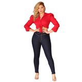 Calça Jeans Feminina Sawary Cintura Alta Super Lipo