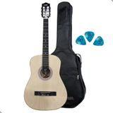 Violão Nylon Acustico Mxt 38c Nt Natural + Capa E Palhetas