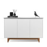 Aparador Buffet Sala Flow Com 3 Portas Pés Madeira Maciça Branco Branco