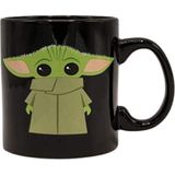 Silver Buffalo Star Wars The Mandalorian The Child Stands Ceramic Coffee Mug for Cappuccino, Latte or Hot Tea, 20 Oz, Black