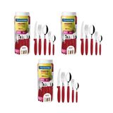 Kit - 3 Faqueiros Inox 30 Peças Ipanema Vermelho - Tramontina
