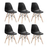 Kit 6 Cadeiras Charles Eames Eiffel Dsw Com Pés De Madeira Clara Preto