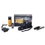 Lanterna Led X900 Zoom Recarregável Com Sinalizador