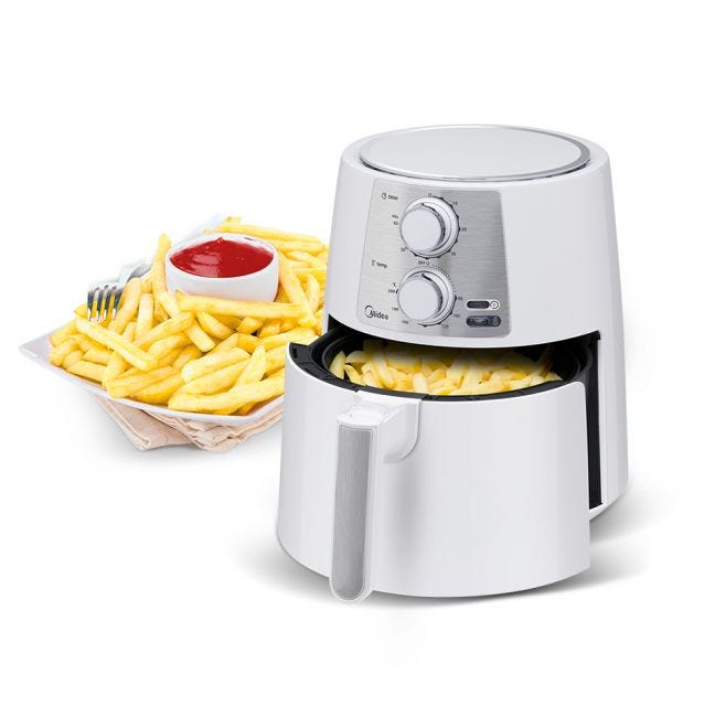 Fritadeira Air Fryer Sem Óleo, Midea, Branca 3,5l 127v