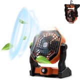 Ventilador De Camping Com Lanterna Led, Ventilador De Mesa Usb Recarregável Portátil, Ventilador Alimentado Por Bateria 270°head Rotation & Stepless